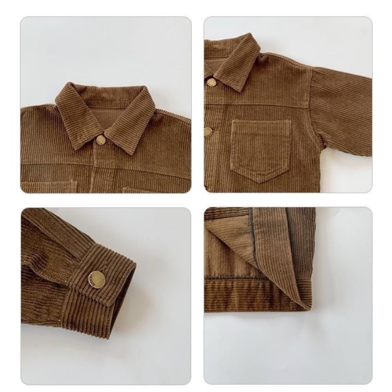 Áo Khoác Nhung Kẻ Mỏng Thời Trang Mùa Thu Cho Bé Trai