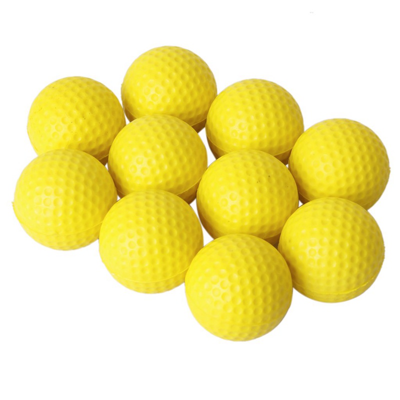 10 Bóng chơi golf bằng PU mềm co giãn màu vàng dùng luyện tập trong nhà