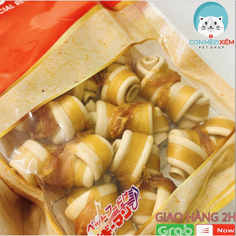 Xương gặm cho chó Doggyman cuốn thịt gà 10 cây sạch răng, thơm miệng snack cún Con Mèo Xiêm