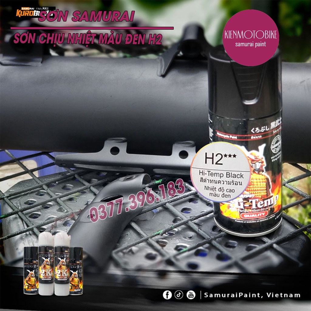 Sơn chịu nhiệt H2 & H1 - Sơn pô xe máy - Sơn xịt Samurai
