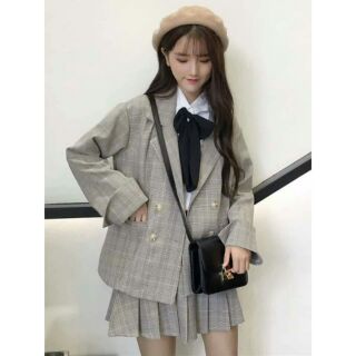 Set váy áo kẻ caro