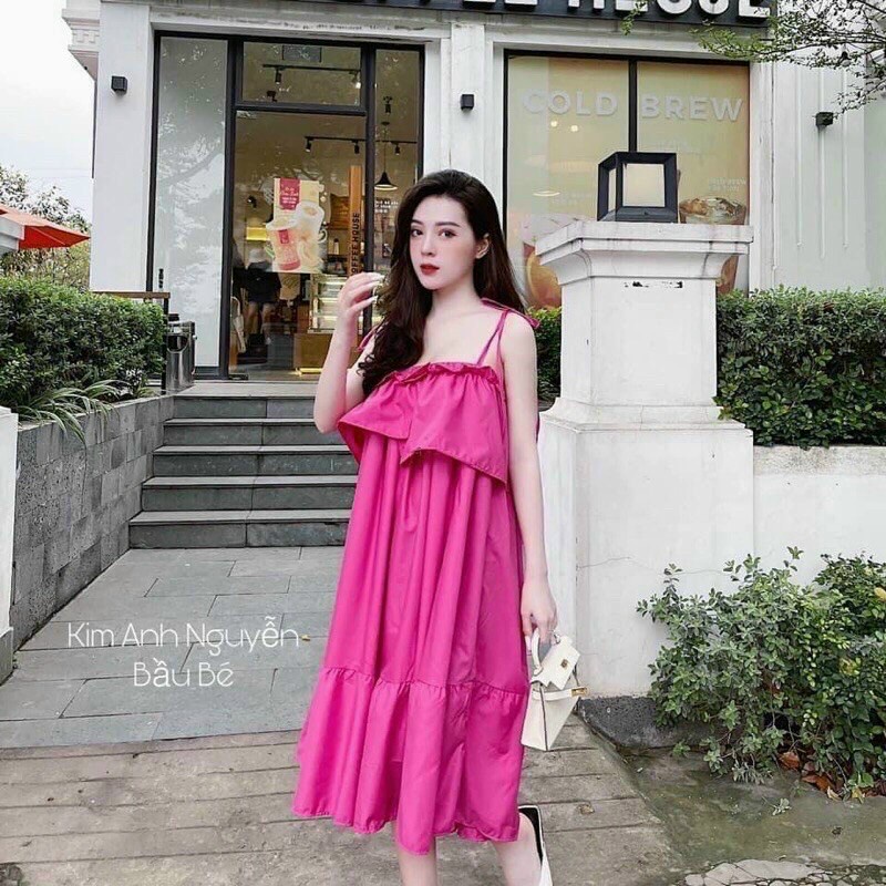 ĐẦM 2 DÂY BABYDOLL XOÈ RỘNG MÀU XANH, HỒNG CỰC ĐẸP, DỄ THƯƠNG