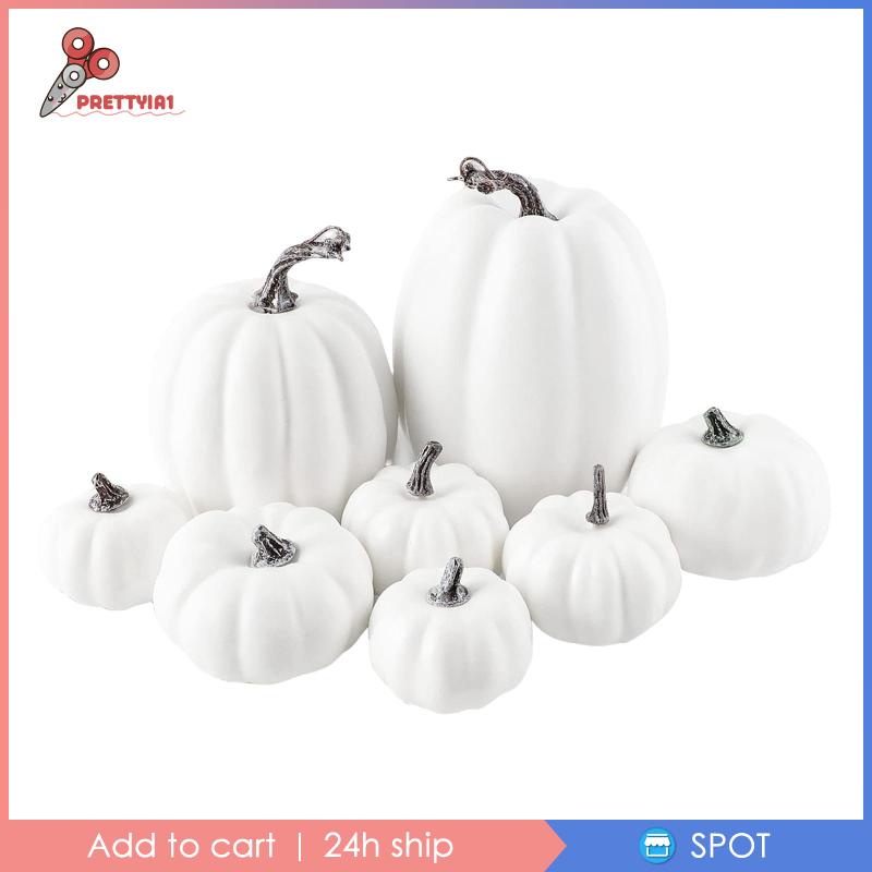 1 [Prettyia1] 8 Bí Ngô Nhân Tạo Trang Trí Bàn Tiệc Halloween