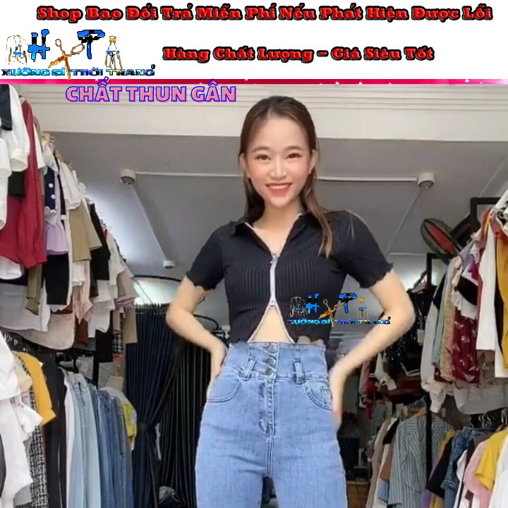 Áo croptop thun gân dây kéo 2 chiều mẫu mới hót 2020 siêu thời trang-Hàng có sẵn