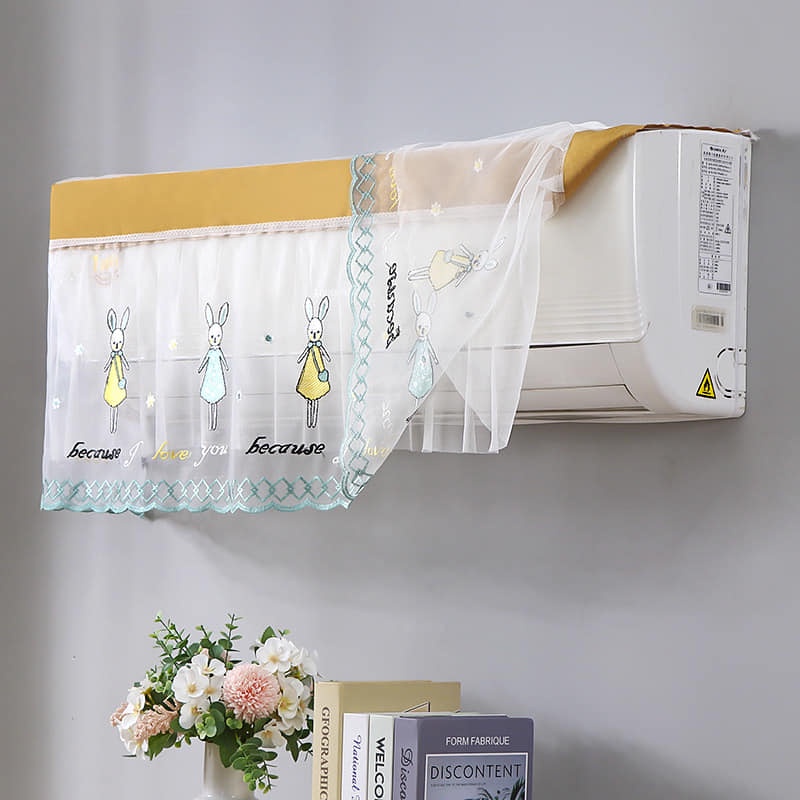 Rèm phủ che điều hòa máy lạnh trang trí vải ren họa tiết dễ thương chống bụi