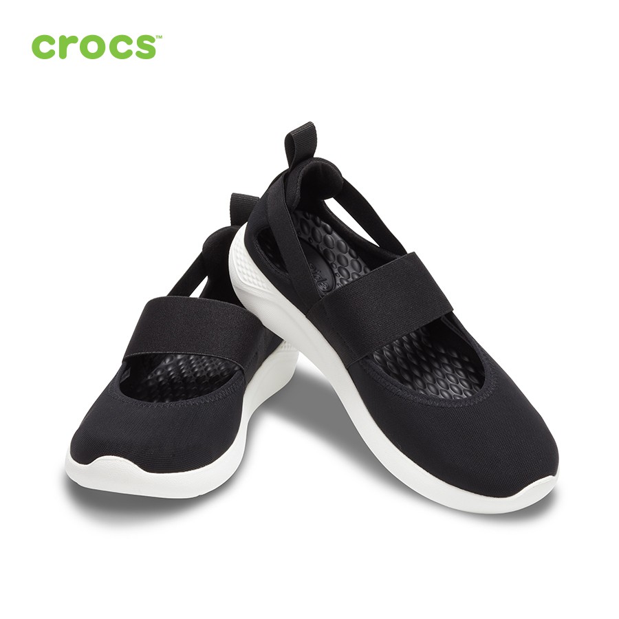 Giày Lười Vải Crocs LiteRide Mary Jane Blk/Whi 206082-066