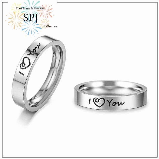 Nhẫn Cặp Đôi Couple I Love You Cách Điệu Trái Tim
