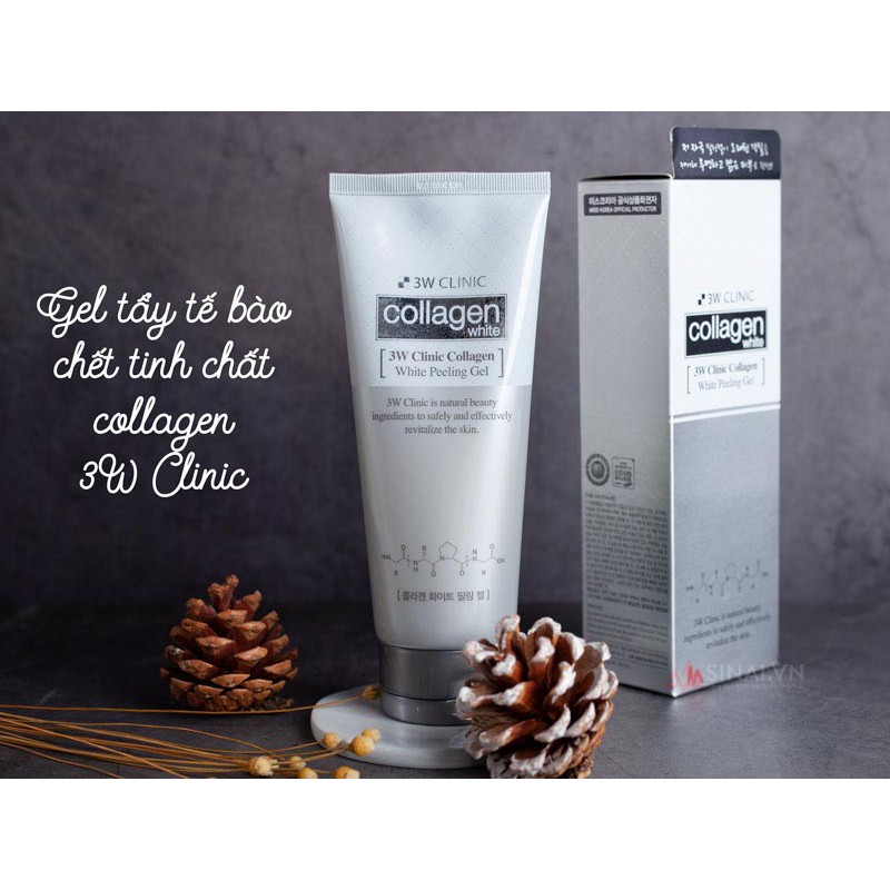 Gel tẩy da chết collagen dưỡng trắng da 3W Clinic Collagen White Peeling Gel 180ml - HAFA STORE