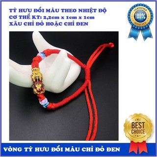 Vòng Tỳ hưu đổi màu theo nhiệt độ size nhỏ 2,2cm xâu chỉ ngân lượng may mắn đỏ