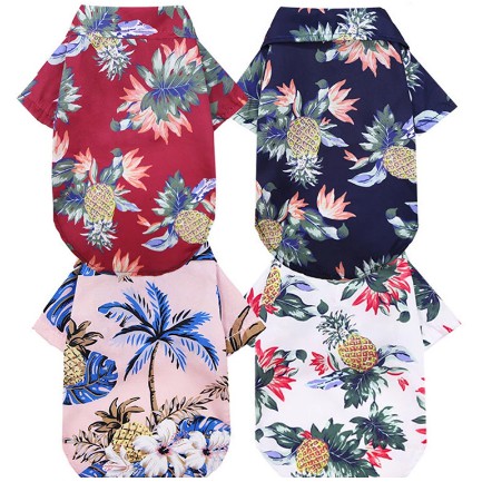 ▨▪Áo sơ mi cho chó quần mùa hè đi biển vest thú cưng hoa T-shirt Hawaii lớn con mèo nhỏ Chihuahua làm mới