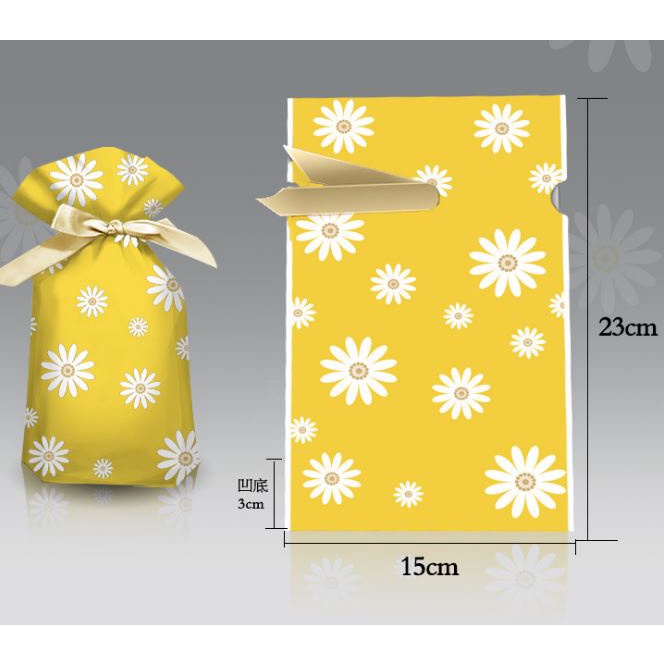 Túi dây rút nơ cúc vàng đựng bánh kẹo 200g-250g (5 túi)