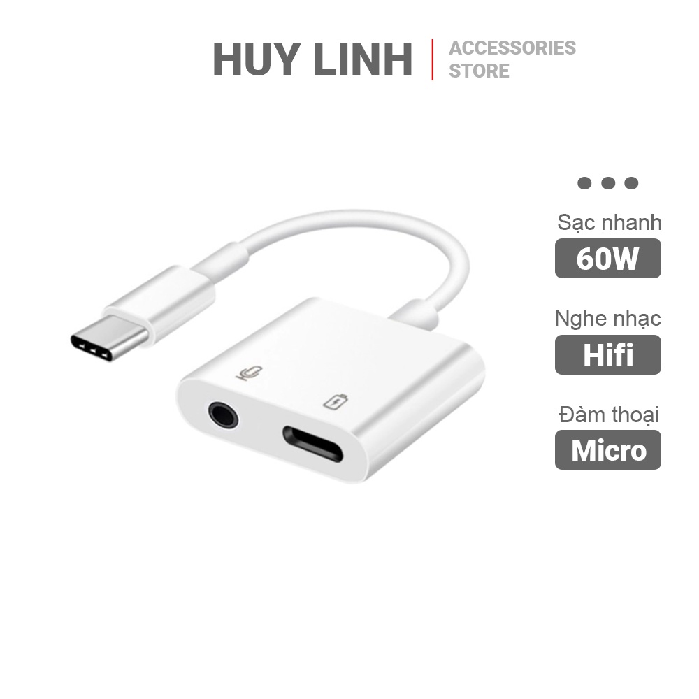 Jack cáp chuyển Type-C 2 in 1 ra 2 ngõ Type-C MH-CM33S hỗ trợ sạc nhanh 60W và micro đàm thoại