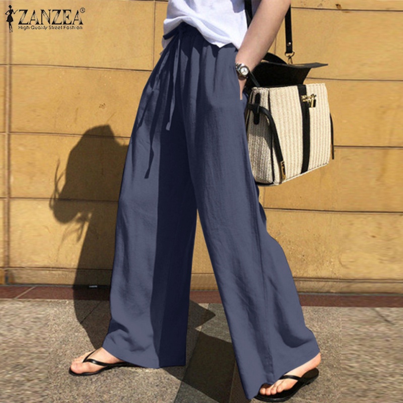 Quần dài ống rộng Zanzea phong cách Hàn Quốc thời trang năng động cho nữ