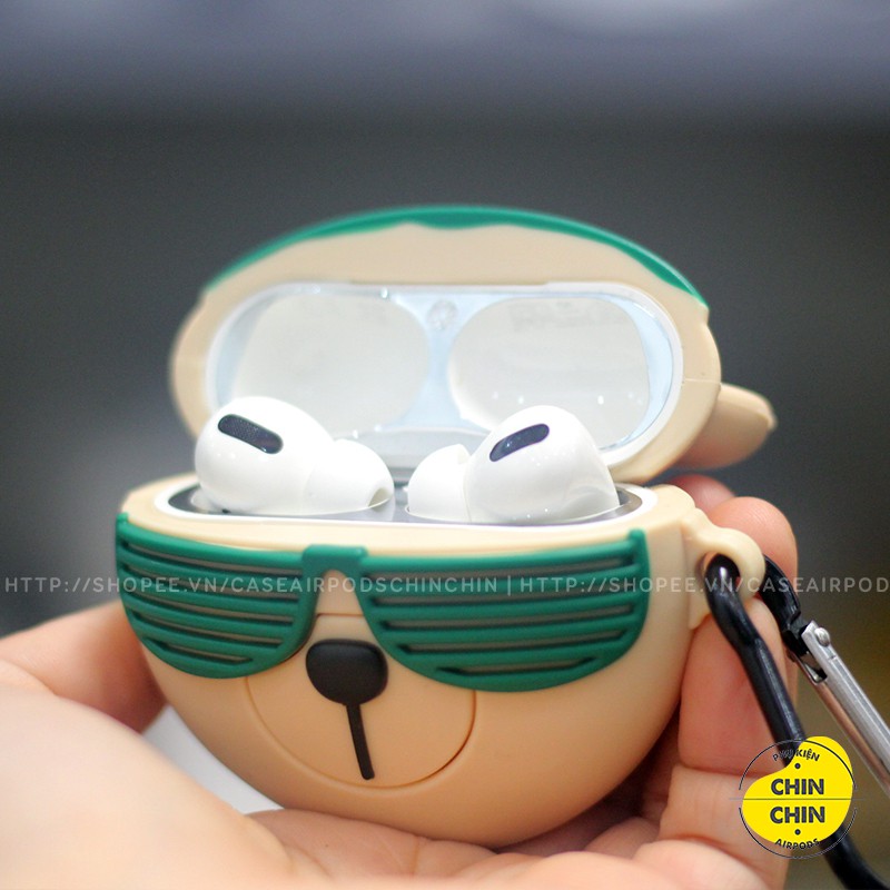 Vỏ Case Airpod 1/2/Pro Gấu Đeo Kính Xanh Cool Ngầu Chất Liệu Sillicone Cao Cấp Bảo Vệ Airpods - Chinchin Case