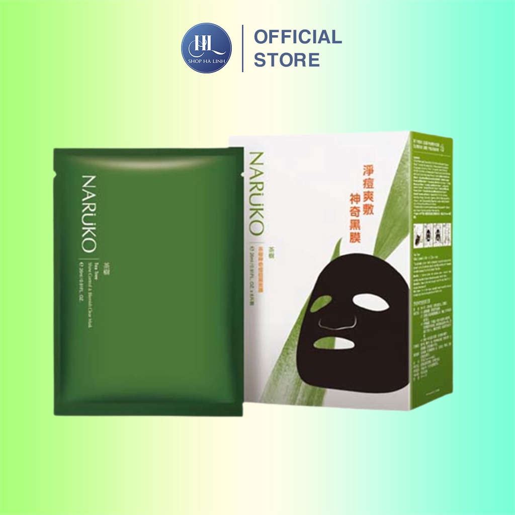 Hộp 8 miếng mặt nạ kiểm soát dầu và mụn trà tràm Naruko Tea Tree 26ml/m