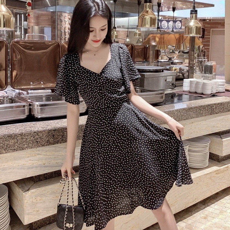 Đầm váy bi rối xếp li eo
