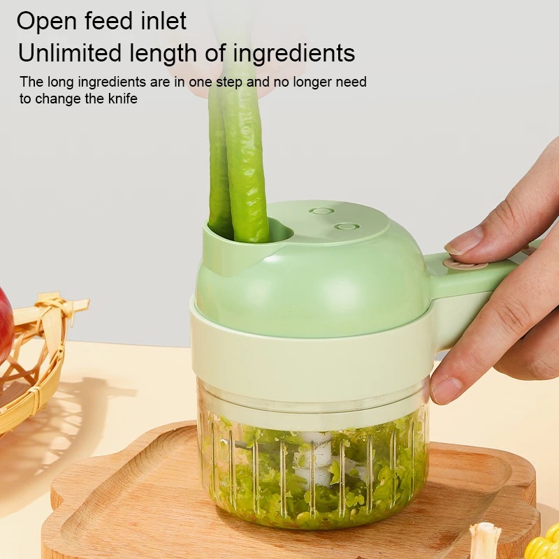 Máy Xay Thịt / Rau Củ Quả Cầm Tay 4 Trong 1 Không Lõi Sạc Usb