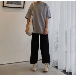 Áo Thun Tay Lỡ Oversize Màu Xám Unisex
