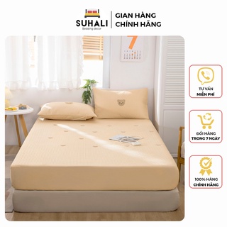 Bộ vỏ ga gối chần bông hình gấu SUHALI gồm ga chun chần và 2 vỏ gối