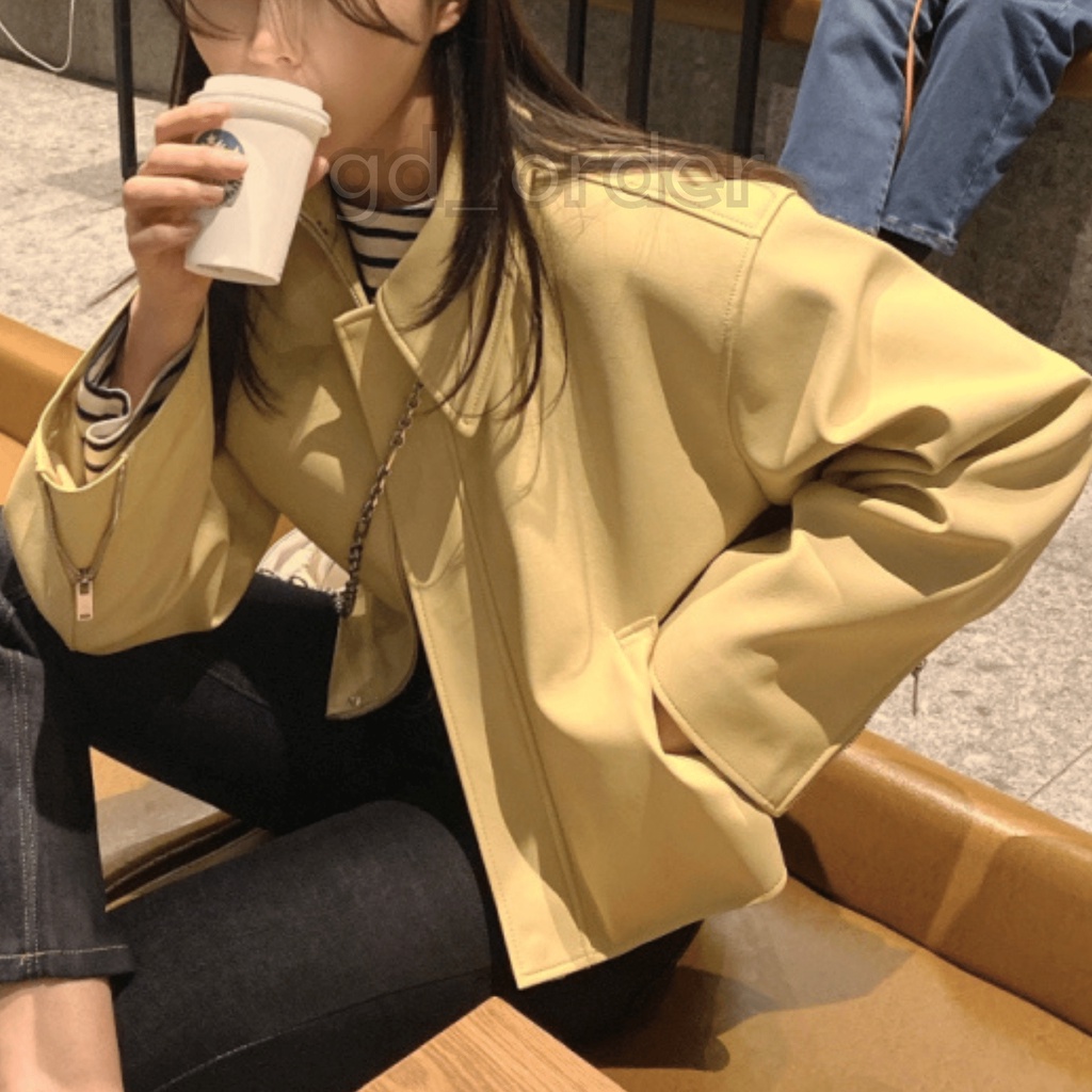 K116|Áo khoác da PU nữ hàn quốc khóa kéo croptop dáng ngắn năng động gd_order