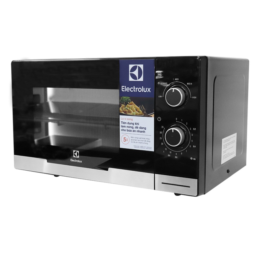 [CHÍNH HÃNG] LÒ VI SÓNG KHÔNG NƯỚNG ELECTROLUX 23L EMM2308X 800W - ĐK NÚT VẶN - 5 MỨC CÔNG SUẤT - HẸN GIỜ (MÀU ĐEN)