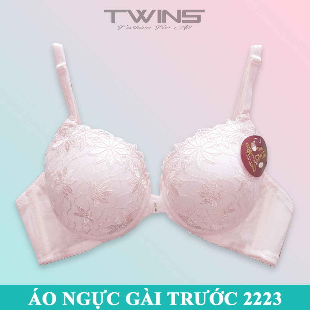Áo ngực nữ ren cài trước nâng ngực SD2223 có gọng cúp xéo mút dày mềm mịn size 32-34-36-38