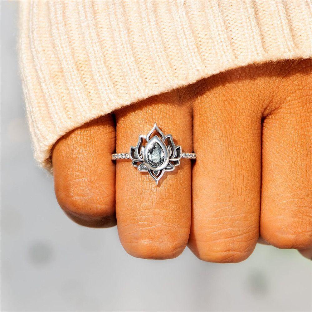 ESPO Nhẫn Đính Hôn Đính Đá Sapphire Phong Cách Boho Cổ Điển
