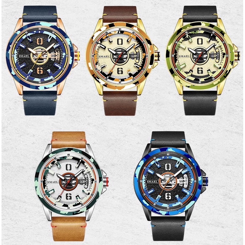 Đồng Hồ Quartz SMAEL 9172 Họa Tiết Rằn Ri Với Dây Đeo Da 9172
