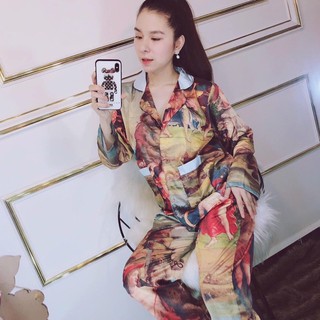 [ SIÊU CẤP ] Bộ Ngủ Dài Tay Mặc Nhà Lụa Satin Cao Cấp, Bộ Ngủ Chất Lụa Siêu Siêu Đẹp