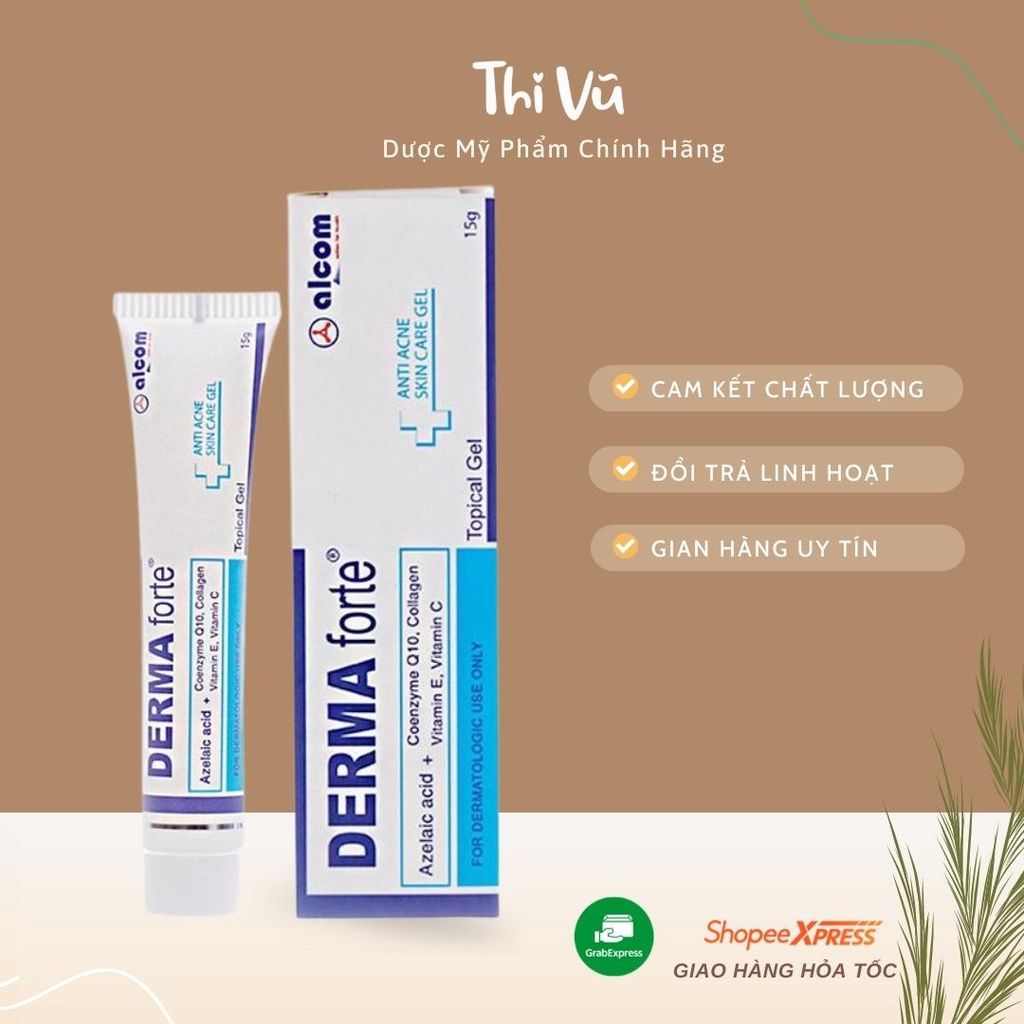 Derma Forte Gel 15g, Gel Ngừa Mụn Thâm,Trứng Cá, Ẩn, Đầu Đen - Thi Vũ