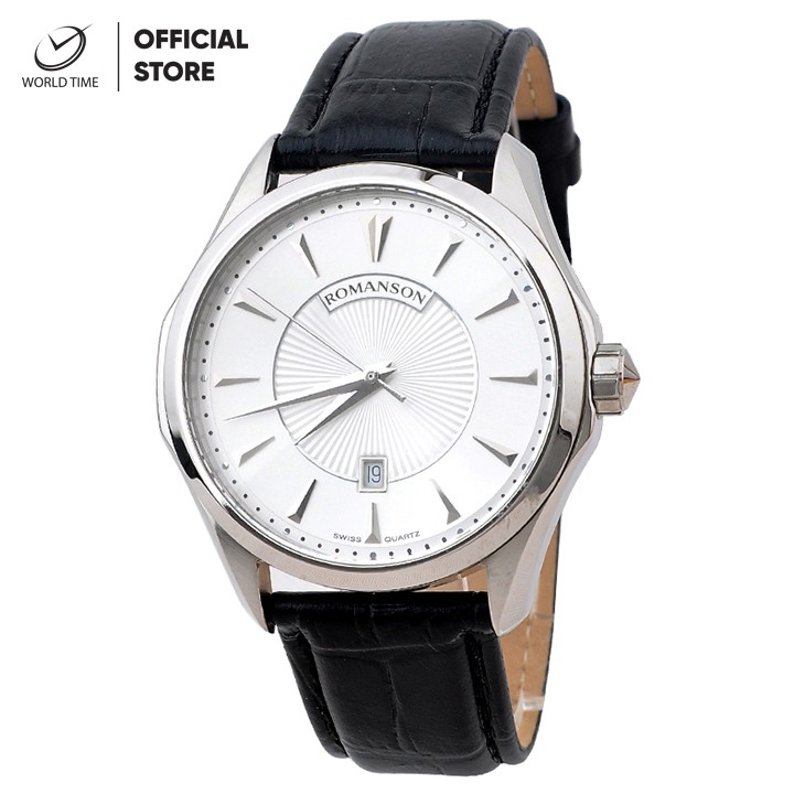 Đồng hồ nam dây da Romanson TL0337MWWH, chính hãng full box, chống nước, quartz