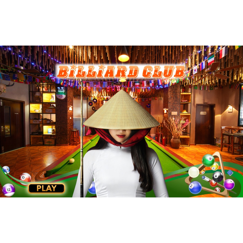 Tranh dán tường Club bida, Billiards, Bi-a Mẫu Hot Nhất