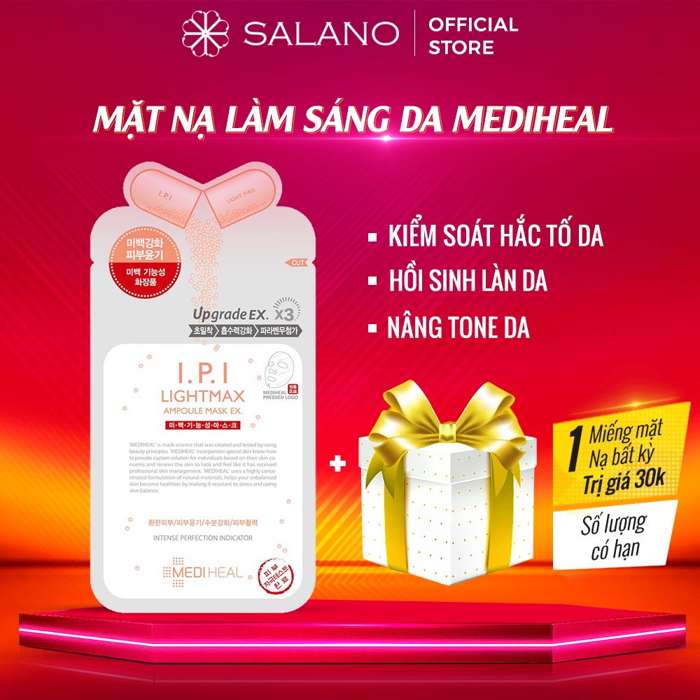 Mặt nạ hàn quốc giấy trắng da giảm mụn dưỡng ẩm chống lão hóa MEDIHEAL I.P.I Lightmax Ampoule SALANO MNSLN75 30g