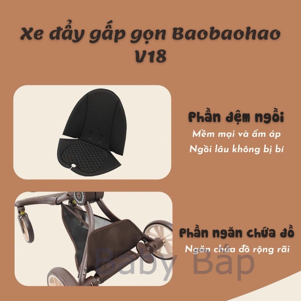 XE ĐẨY GẤP GỌN BAOBAOHAO V18 - NGỒI VÀ NGẢ 5 CHẾ ĐỘ