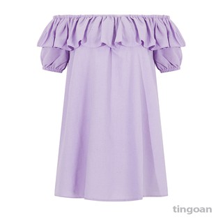 Váy trễ vai vải đũi tím tingoan ADORE YOU DRESS/PP
