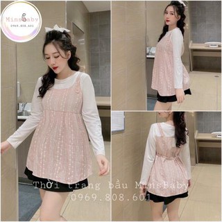 Áo bầu thu đông - Áo bầu dài tay kẻ MB115