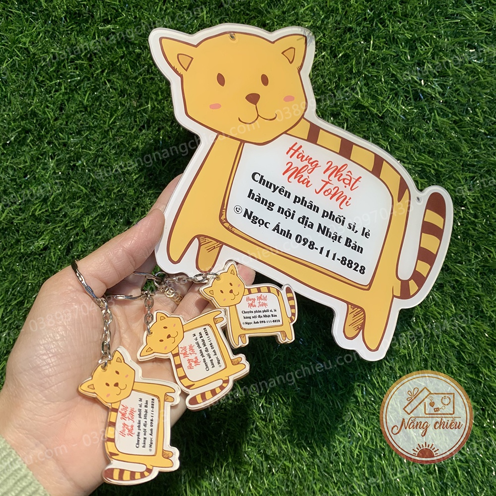 Bảng shop bán hàng nhập khẩu, đạo cụ chụp ảnh shop, chất liệu mica sáng bóng, hình con hổ