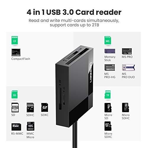 Đầu Đọc Thẻ Nhớ Đa Năng 4 In 1 UGREEN 30333 - CF, SD, TF, MS USB 3.0 Tốc Độ Cao - Hàng Chính Hãng