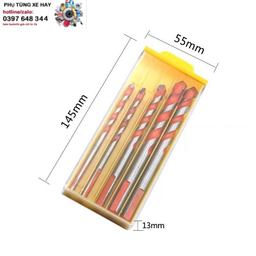 Bộ 5 ⚡mũi khoan⚡ đa năng khoan gạch,khoan đá,khoan kính,khoan gỗ,khoan nhôm thép mỏng đường kính 6-12mm [BẢO HÀNH 1 NĂM]