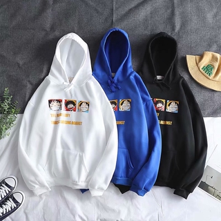 Áo Hoodie Dáng Rộng In Hoạt Hình Luffy Thời Trang Mùa Đông Cho Nam