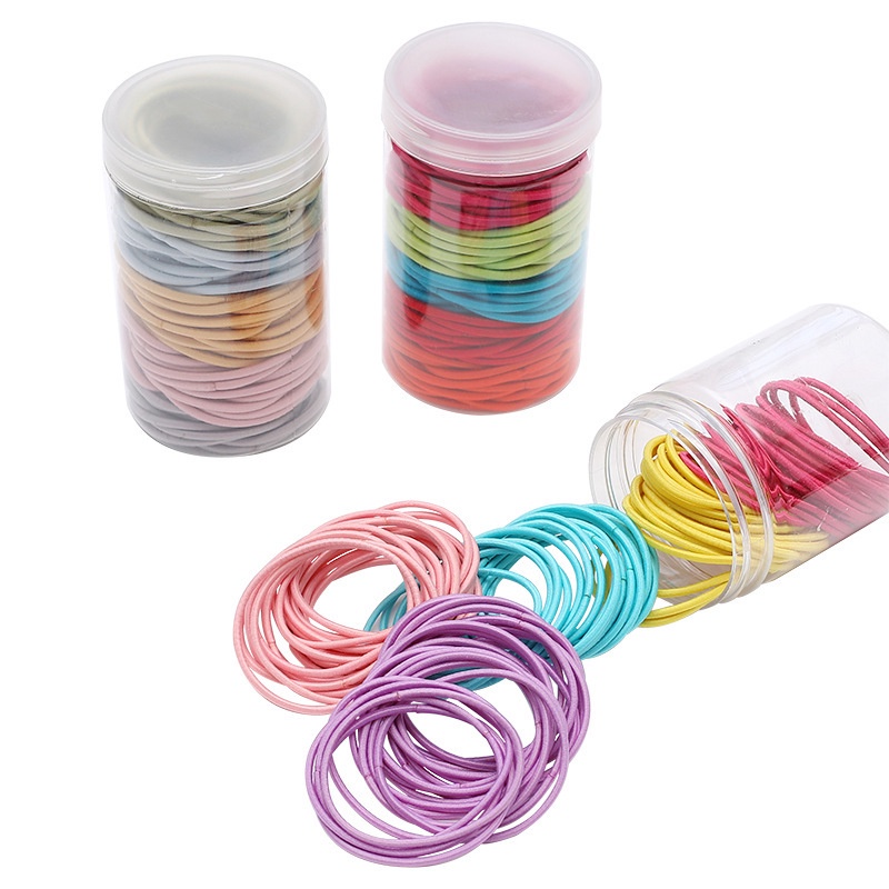 Set 100 Dây Buộc Tóc Co Giãn Nhiều Màu Sắc Đơn Giản Cho Nữ