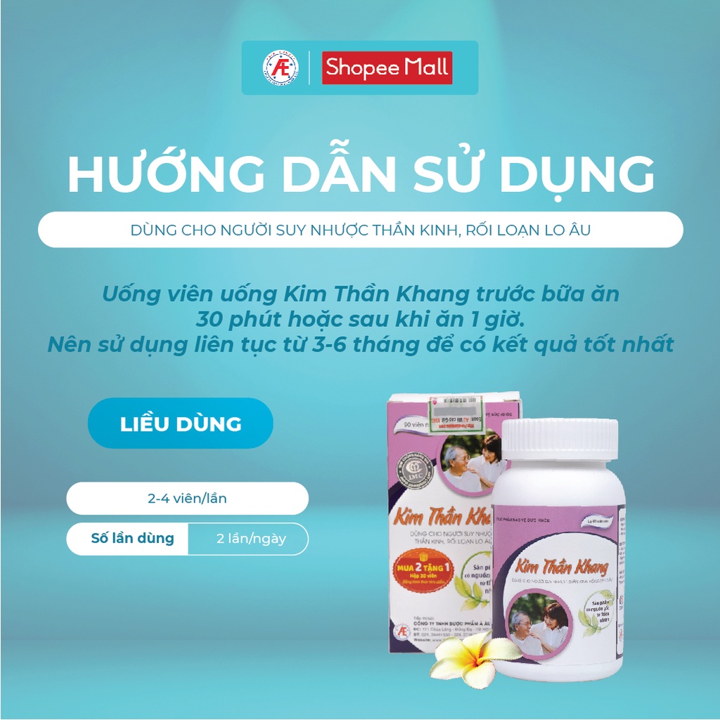 Kim Thần Khang hộp 90 viên, hộp 180 viên giúp tăng cường sức khỏe thần kinh, tăng cường lưu thông máu DƯỢC PHẨM Á ÂU