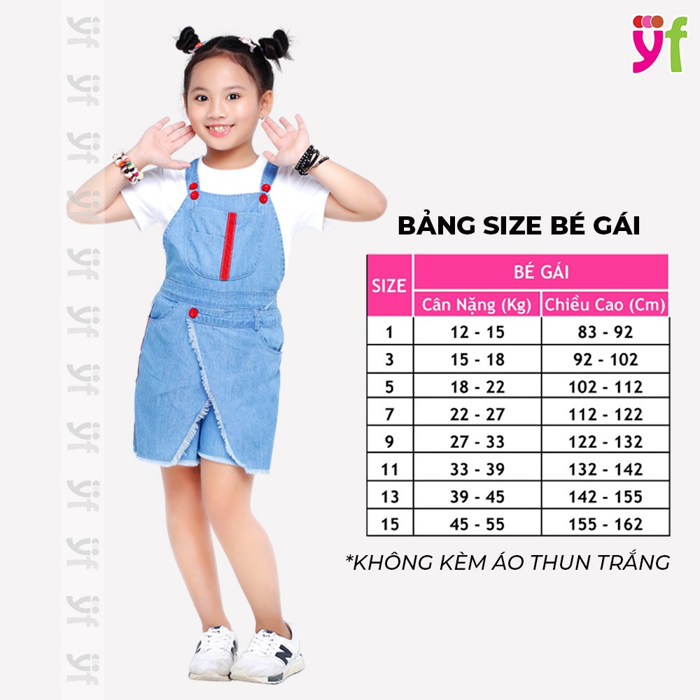 Đầm yếm cho bé YF jean cotton 100% mềm, phong cách cá tính 9DX536