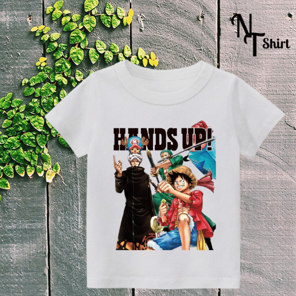 Áo phông bé trai in hình  One Piece Luffy, Áo cotton xịn mặc mát thoải mái hình chất lượng