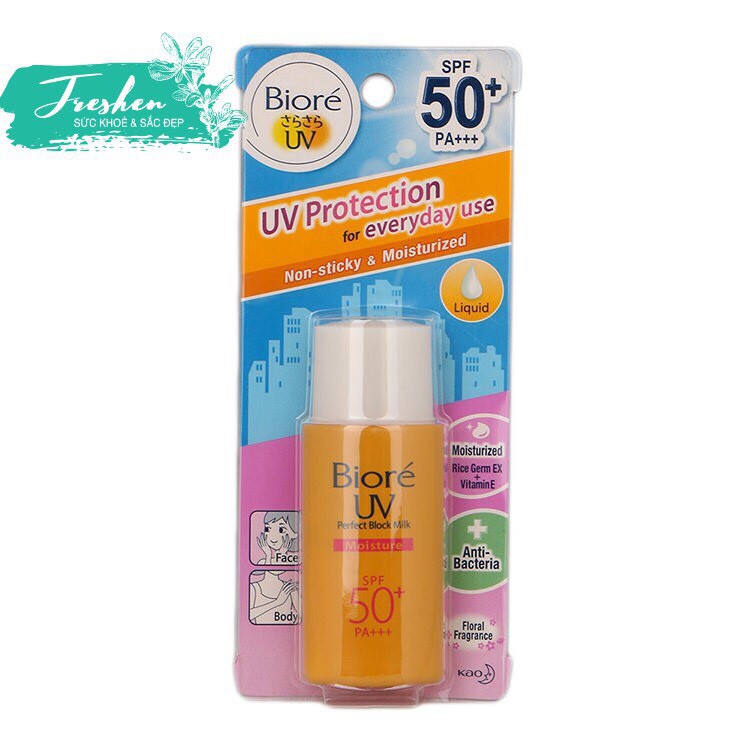 Sữa Chống Nắng Kháng Khuẩn Dưỡng Ẩm Bioré UV Perfect Protect Milk Moisture SPF50 PA+++ 25ml