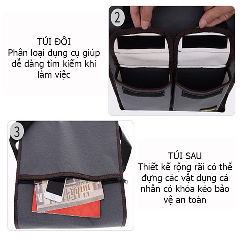 Túi đựng dụng cụ đồ nghề cho thợ điện đa năng chống thấm nước bền đẹp chắc chắn