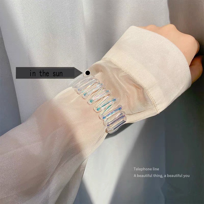 Dây Cột Tóc Bản Rộng Màu Laser Trắng Sáng Bóng Thanh Lịch Cho Nữ