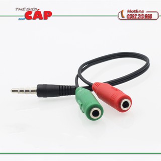 Cáp chia Audio 3.5mm ra mic và loa (xanh đỏ)
