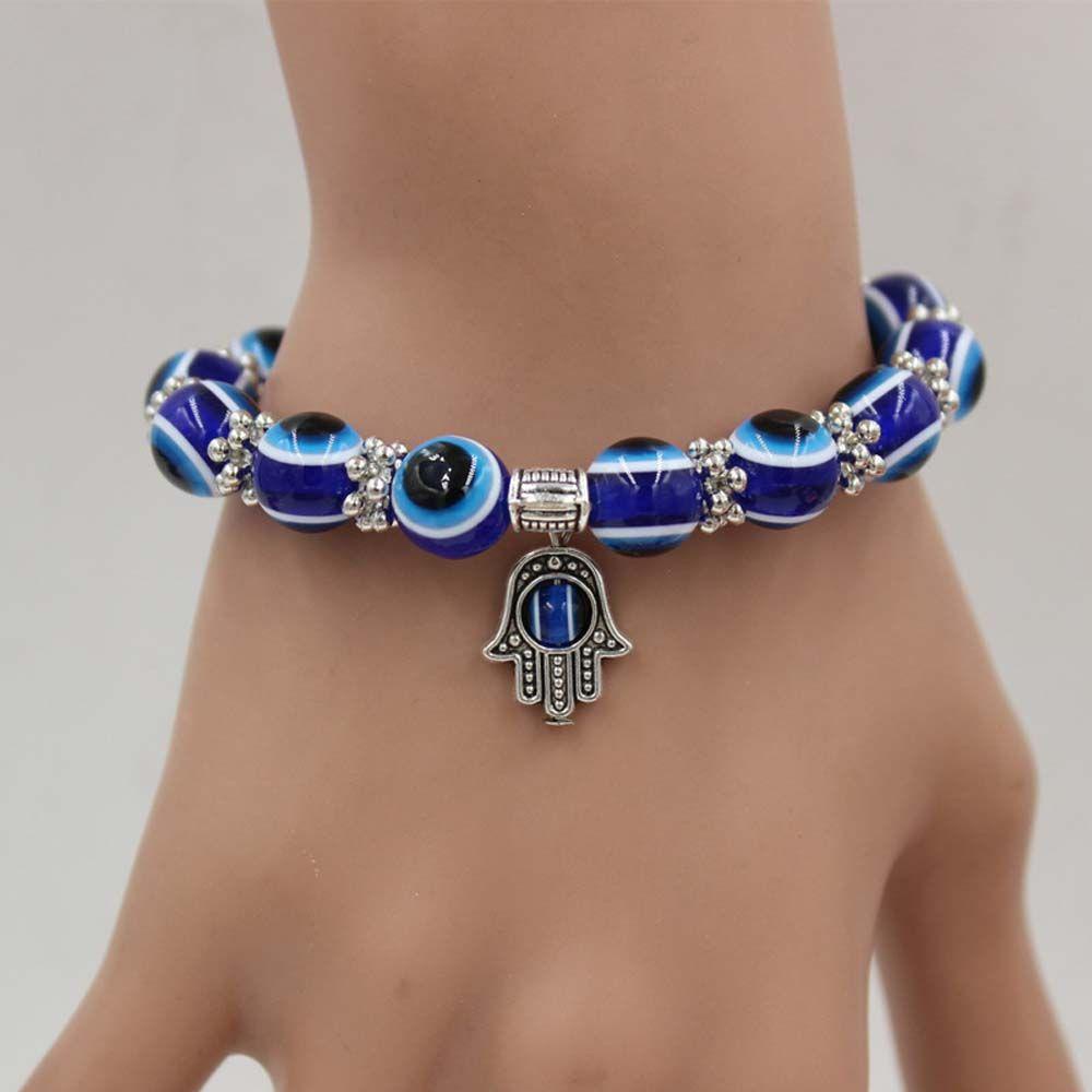 Vòng Tay Kim Loại Hình Mắt Xanh Dương Phong Cách Bohemian 15H Thời Trang Cho Cặp Đôi