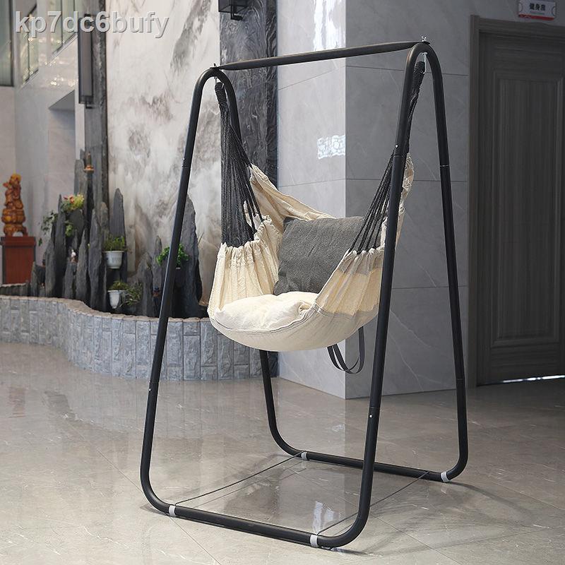 ☾✼Khung xích đu gia dụng lưới treo ghế màu đỏ đồ chơi trẻ em người lớn sân vườn dỗ dành bé võng nôi đơn trong